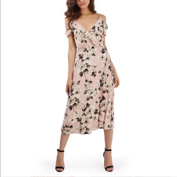 Topshop Off-the-Shoulder Ruffle Wrap Dress - Picture 1 of 3